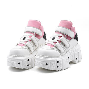 Ragazza occupata WZHW03 rosa e bianco stivali con plateau pesante per le donne con Strap Design tonde con plateau <span class=keywords><strong>scarpe</strong></span> con tacco rotondo per le signore - Product Image 3