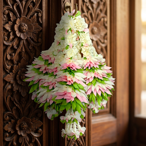 Small Dhol Ladi Artificial Fabric <b>Flower</b> Garland with Decorative Thread <b>Support</b> - Product Image 3
