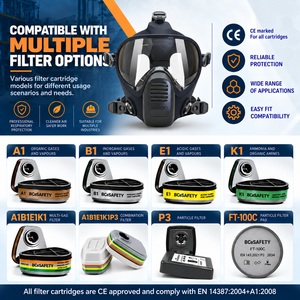 Máscara respiratoria de cara completa con filtro P3, protección contra el polvo, máscara de gas reutilizable, respirador químico con certificación CE - Product Image 3