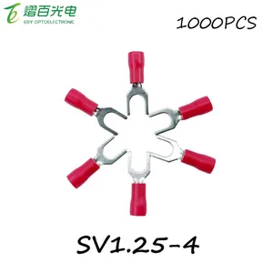 SV1.25-4 1000 pièces/paquet rouge isolé cosse bornier connecteur électrique Furcate cosse à sertir câble fil fourchu extrémité isolation