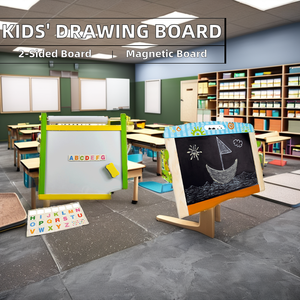 Tablero de dibujo magnético de doble cara para niños, <span class=keywords><strong>pizarra</strong></span> pequeña para aprender <span class=keywords><strong>letras</strong></span>, números, juguetes de escritura de madera, juguete - Product Image 3