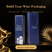 Boîte cadeau en carton bleu marine avec logo personnalisé pour bouteille de vin rouge ou blanc sec de 750 ml, emballage pour une seule bouteille, fabricant en gros