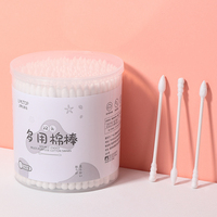 <strong>Best</strong> <strong>Selling</strong> Natural Absorbent <strong>Cotton</strong> <strong>Swabs</strong> With Double Head 7cm for Makeup and Cleaning Round Plastic Box and Wood Stick Buds
