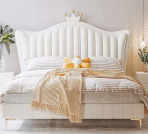 <span class=keywords><strong>Lit</strong></span> pour enfants pour filles, style moderne minimaliste, couleur crème, <span class=keywords><strong>lit</strong></span> pour enfants de luxe léger, <span class=keywords><strong>lit</strong></span> en cuir pleine fleur - Product Image 1