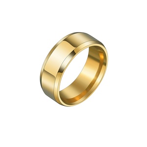 Bagues unies en acier inoxydable gravées, plaquées or 18 carats, argent, noir, bleu, arc-en-ciel, bijoux de fiançailles modernes pour homme - Product Image 3