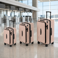 Valise à roulettes à ouverture frontale, grande capacité, extensible, avec roues amortissantes, pour marque privée OEM, en polycarbonate simple