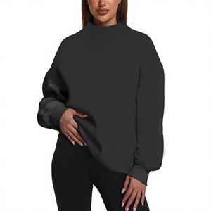 Sweat-shirt à col roulé en polaire surdimensionné pour femmes, coupe ample, pull-over, OEM personnalisé en gros - Product Image 1