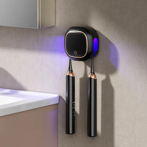 Soporte para cepillo de dientes eléctrico Flylipu con esterilización UVC, soporte de pared para parejas, desinfectante portátil de viaje, plástico negro - Product Image 4