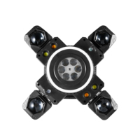 Projecteur à Effet GOBO 100W à Quatre Bras, Bande Lumineuse LED RGB Laser + Stroboscope DMX512, Contrôle Sonore Automatique Maître-Esclave
