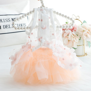 Robe florale pour animaux de compagnie, jupe en polyester de couleur Orange pour chats et chiens, vêtements quatre saisons - Product Image 2