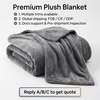 Plaid en polaire tricoté gris ultra doux et moelleux, idéal quatre saisons, luxueux, décoratif, léger, en flanelle/coton, pour un intérieur moderne