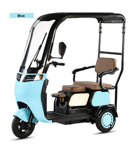 Tricycle électrique rouge 1000W pour passagers, avec panier, 2 places, pour adultes, carrosserie ouverte. - Product Image 6