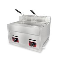 Friteuse à Gaz Professionnelle Double Cuve 6L+6L de Comptoir, Équipement de Cuisine, Friteuse GPL/GN