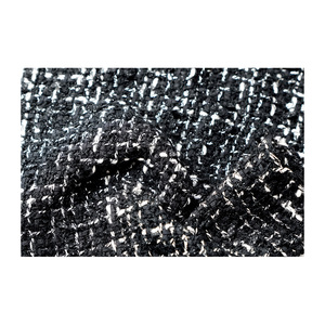 Tela Tweed de Primera Calidad Hecha en Corea, Tejido Texturizado Metálico Negro-Blanco, OEM y ODM, Tela Textil Tejida Personalizada - Product Image 3