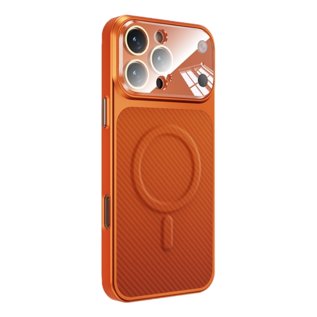 New Carbon Fiber Texture Leather Magnetic Phone Case for iPhone 17 13 14 15 16 12 Pro Max With Glass Lens Film Shockproof Cover