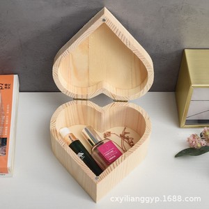 Wooden Heart Shaped Jewelry <b>Box</b> <b>Pine</b> Wood Handmade Flip Top For Necklace Bracelet Storage 1cm Thickness YL 139 - Product Image 1