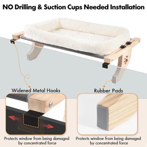 Lits personnalisés pour animaux domestiques Perchoir de fenêtre pour seuil de chat Siège de fenêtre pour hamac robuste avec housse de lit rembourrée, cadre en bois et en métal pour chat de grande taille - Product Image 6