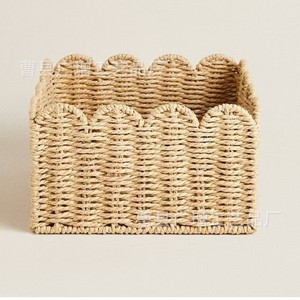 Handmade <b>Paper</b> Rope Woven Storage Basket Rectangle Large Capacity For Home Clothing Organizer <b>Kitchen</b> Desktop Use - Product Image 1