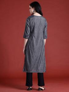 Tie-Up Neck Striped Kurta - Product Image 2