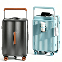 Valise rigide en ABS+PC avec cadre en aluminium, 20/24/28 pouces, bagage de voyage avec port USB, porte-gobelet, crochet de suspension, roulettes pivotantes