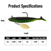 Leurre souple pré-monté Raylor Custom 90mm 15g en silicone dichroïque lesté avec queue de pagaie et hameçons, emballage inclus