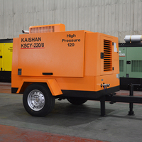 Compresseur d'air à vis diesel portable 330 Cfm avec roues 8bar 24V Air Gaz Refroidi par air KSCY-330/8