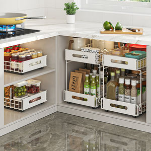 Organizador Deslizable Metálico de 2 Niveles Sin Perforaciones para Debajo del Fregadero, para Especias, para Armarios de Cocina y Despensas - Product Image 4