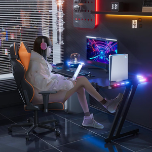 Bureau de jeu <span class=keywords><strong>pour</strong></span> <span class=keywords><strong>ordinateur</strong></span> portable de 47 pouces, bureau de jeu <span class=keywords><strong>pour</strong></span> <span class=keywords><strong>ordinateur</strong></span> de bureau à domicile, grand bureau de jeu RGB avec éclairage LED, porte-gobelet, crochet <span class=keywords><strong>pour</strong></span> casque, tapis de souris, noir - Product Image 2