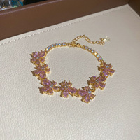 Bracelet de luxe pour femme, plaqué or, zircon, motif floral, style vintage chic et délicat, haute qualité