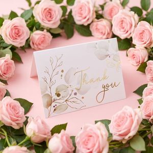 Cartões de Saudação em Papel Revestido com Impressão em Tela e Estampagem Dourada - Cartões Dobráveis de Agradecimento e Melhores Desejos - Product Image 4