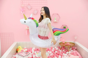 Trong Suốt Với Sequins Unicorn Đảo Rider Hồ Bơi Bơm Hơi <span class=keywords><strong>Float</strong></span> Trẻ Em Bơi Bơm Hơi Hồ Bơi <span class=keywords><strong>Float</strong></span> Bơi Bơm Hơi Vòng - Product Image 5
