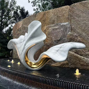Escultura de imitación de jade en acero inoxidable, abstracta e irregular, para montaje en suelo, ideal para oficinas de ventas, hoteles, plazas y fuentes de agua. - Product Image 5