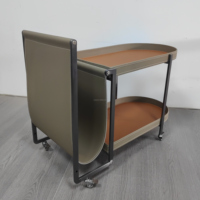 Chariot de rangement double couche Table basse moderne contemporaine Table d'appoint canapé-lit en cuir pour le salon de luxe