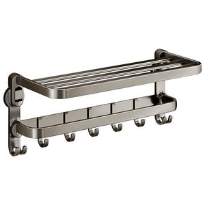 Porte-serviettes à ventouse Ermo, 4 barres avec crochets, étagère de rangement pour salle de bain, toilettes et lavabo - Product Image 5