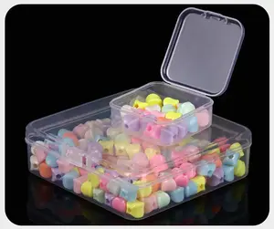 صندوق مكعبات شفاف من PP مربع مخصص 6 أحجام حاوية محمولة صندوق دائري مربع بلاستيكي صغير مع أغطية