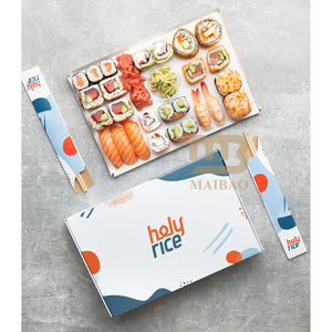 Logotipo personalizado Restaurante de comida japonesa Atún omakase sashimi <span class=keywords><strong>Tempura</strong></span> <span class=keywords><strong>sushi</strong></span> Caja deslizante de papel para llevar rebanada Bento Embalaje - Product Image 3