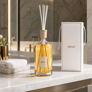 Aikun High Capacity Long Lasting Flame Free Amber Glass <b>Bottle</b> <b>Reed</b> <b>Diffuser</b> Gift Set with Absorbent Sticks in Ribbon Gift Box - Product Image 3