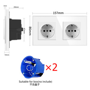 European 16A Wall <b>Socket</b> 86mm Tempered Glass Panel Round Box Installation <b>Socket</b> Protection Door - Product Image 2