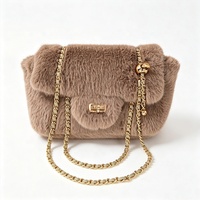 Sac à bandoulière en peluche marron Zeyu pour femme, avec chaîne tressée en cuir, fermeture à rabat, sac à main en fausse fourrure écologique, ODM