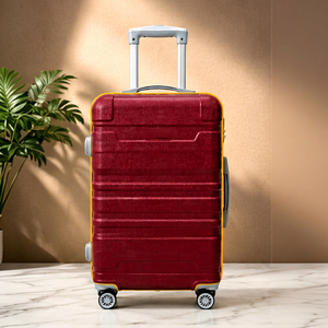 Valise de voyage de luxe en ABS rigide, légère, à 8 roues, avec poignée souple, couleur bordeaux, sac trolley - Product Image 1