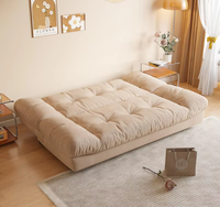 Canapé-lit en tissu Yunduo, pliable, modulaire, double usage, salon, petit appartement, nouveau modèle moderne 2025, trois places, droit, bois crème