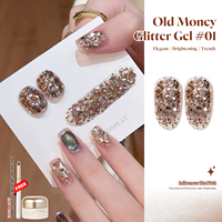Offre Spéciale MissGooey Poudre de Paillettes Scintillantes de Luxe, Feuilles de Métal Doré et Argenté, Flocons de Papier d'Or pour Ongles DIY