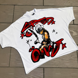 Tshirt Designers Custom Streetwear Cropped batwing Sleeve <strong>White</strong> t <strong>Shirt</strong> High Quality Personalized 100% Cotton Printed T-<strong>shirt</strong> - Product Image 2