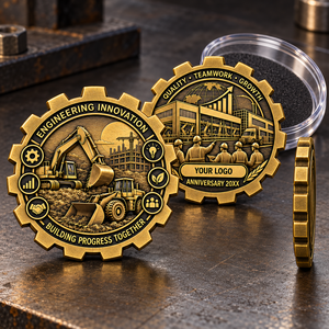 Custom Engineering <b>Machinery</b> Anniversary Gear Challenge Coin Antique Gold Corporate Recognition OEM ODM - Product Image 1