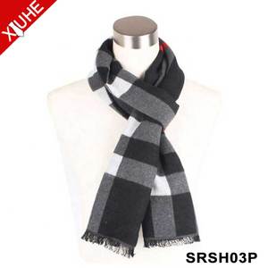 Venta al por mayor nuevos hombres bufanda larga a cuadros chal invierno grueso suave acrílico borlas bufanda - Product Image 2