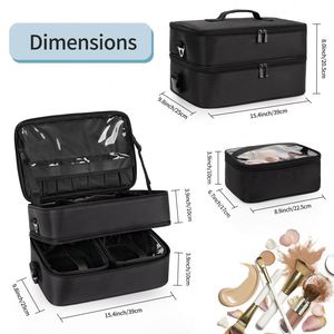 Sac de voyage professionnel pour maquilleur BSCI, double couche XL, organiseur de maquillage pour artiste avec 2 compartiments détachables - Product Image 1