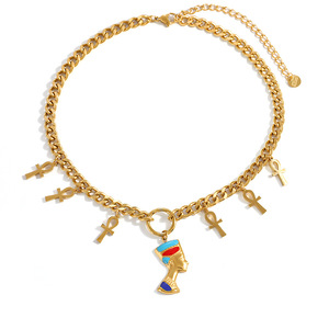 Collar de Moda en Capas con Colgante de Cruz Egipcia Chapado en Oro de 18k para Festivales y Celebraciones - Product Image 5