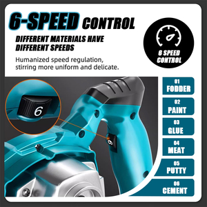 産業用 電動 コードレス リチウムバッテリー式 攪拌機 パテ ミキサー セメントペースト コンクリート モルタル 漆喰 ブレンダー 建設工具 - Product Image 4