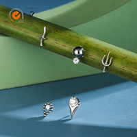 Giometal ASTM F136 Titane, Piercing Labret d'oreille Trident Machette à lame mobile, Embouts sans filetage pour Conch, Helix, Tragus, Bijou corporel