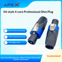 Connecteur audio professionnel Apex à quatre broches, de type SPEAKON, mâle/femelle, en cuivre nickelé, ABS